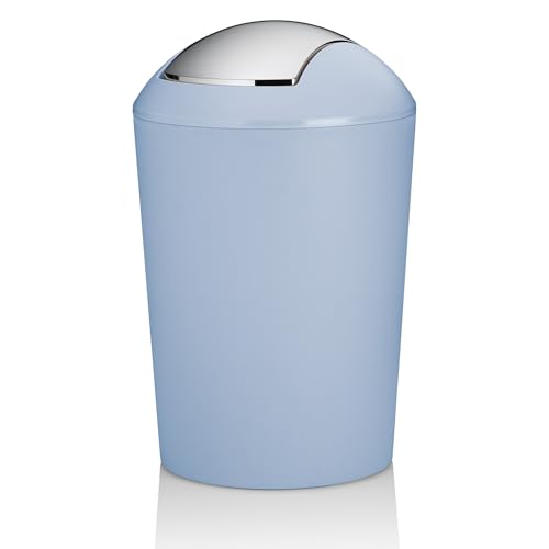 kela Schwingdeckeleimer blau, Kosmetikeimer 5l mit Schwingdeckel, Kunststoff, MARTA, Mülleimer Badezimmer frostblau matt von kela