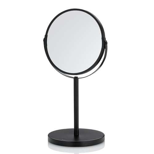 kela Standspiegel Elias, Ø 17 cm, Metall, schwarz, schwenkbare Spiegelfläche, 1-/3-fach Vergrößerung, 20674 von kela