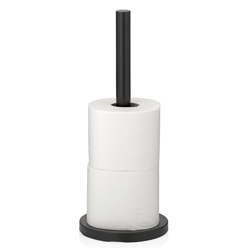 kela Toilettenpapier Aufbewahrung Carta, 37 cm, Toilettenpapierhalter stehend für 3 Ersatzrollen, Edelstahl Klopapierhalter ohne Bohren, schwarz matt von kela