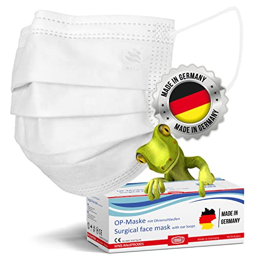 kela OP-Maske - 100x Medizinische Maske Weiß | 100% Made in Germany | OEKO-TEX Standard | Premium Atemschutz Mundschutz OP Maske | MNS Typ IIR Einwegmaske von kela