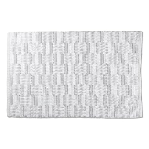 kela Badematte Leana, 100 cm x 60 cm, 100% Baumwolle, weiß, rutschhemmend, waschbar bei 30° C, für Fußbodenheizung geeignet, 23527 von kela