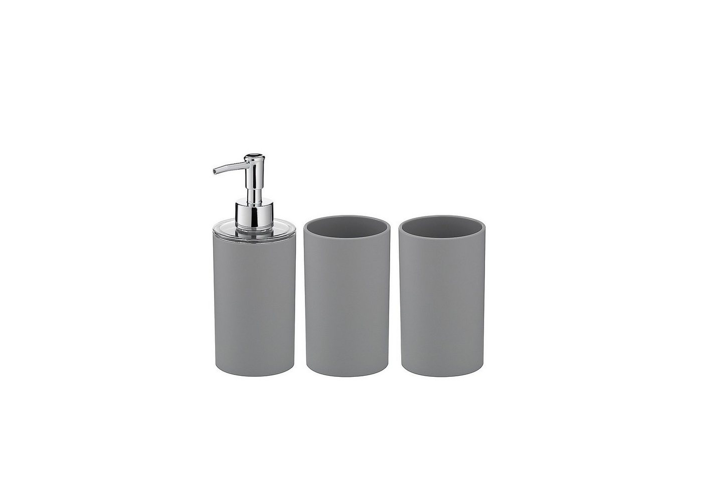 kela Badezimmer-Set Gray, bestehend aus 1x Seifenspender mit 360 ml und 2x Becher von kela