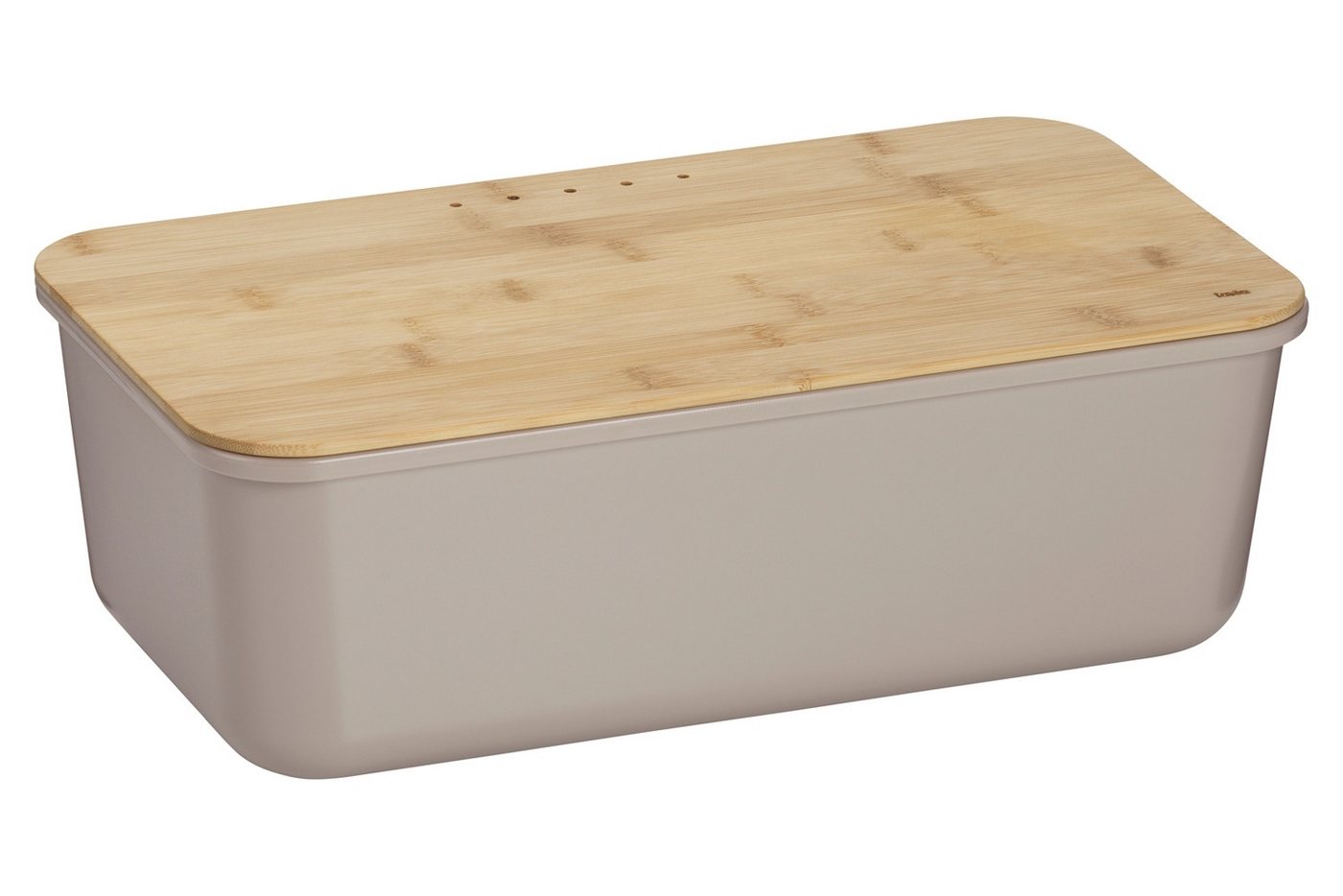 kela Brotkasten APART, B 38 x H 21 x T 12,5 cm, Hellgrau, Braun, Kunststoff, Bambusholz, Deckel als Schneidebrett verwendbar von kela