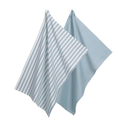 kela Geschirrtücher - 50 x 70 cm - Blaugrau - Weiß - Baumwolle - Bambus - 2er Set von kela