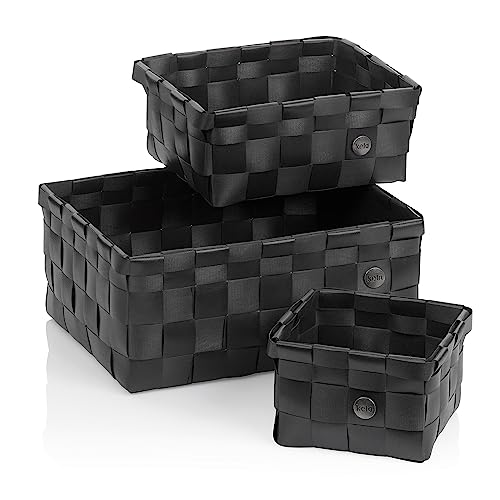 kela Korb-Set Neo, 3-teilig, unterschiedliche Größen, PP-Kunststoff, schwarz, ineinander stapelbar, 24485 von kela