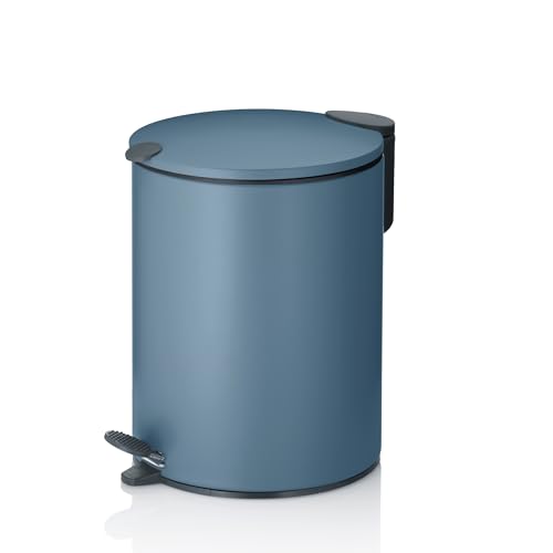 kela Kosmetikeimer 3l blau matt, Silent-Close-Deckel, Tretmülleimer Badezimmer MATS, Badmülleimer mit Inneneimer und Tragehenkel von kela