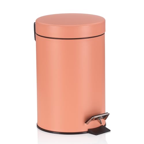 kela Kosmetikeimer rosa 3l, Metall Tretmülleimer Badezimmer, Badmülleimer mit Inneneimer und Tragehenkel, MONACO, pfirsichrosa matt von kela