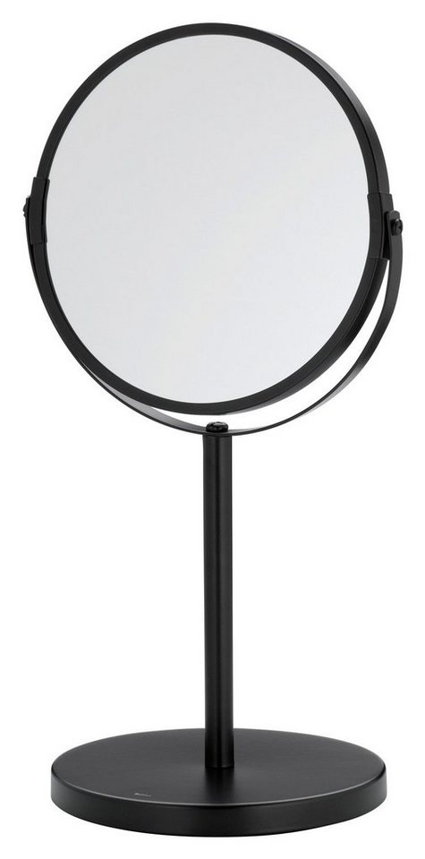 kela Kosmetikspiegel ELIAS, Ø 17 x H 34 cm, Schwarz, Metall, Stehend, 1-fach & 3-fach Vergrößerung von kela