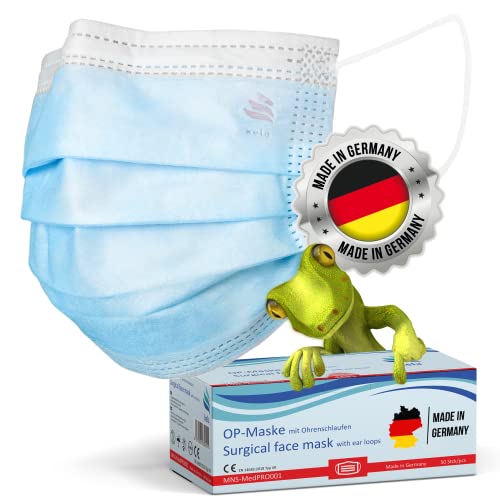 kela OP-Maske - 100x Medizinische Maske Blau | 100% Made in Germany | OEKO-TEX Standard | Premium Atemschutz Mundschutz OP Maske | MNS Typ IIR Einwegmaske von kela