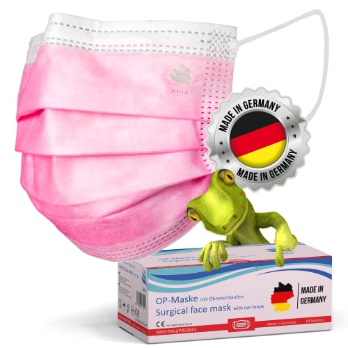 kela OP-Maske - 250x Medizinische Maske Pink/Rosa | 100% Made in Germany | OEKO-TEX Standard | Premium Atemschutz Mundschutz OP Maske | MNS Typ IIR Einwegmaske von kela