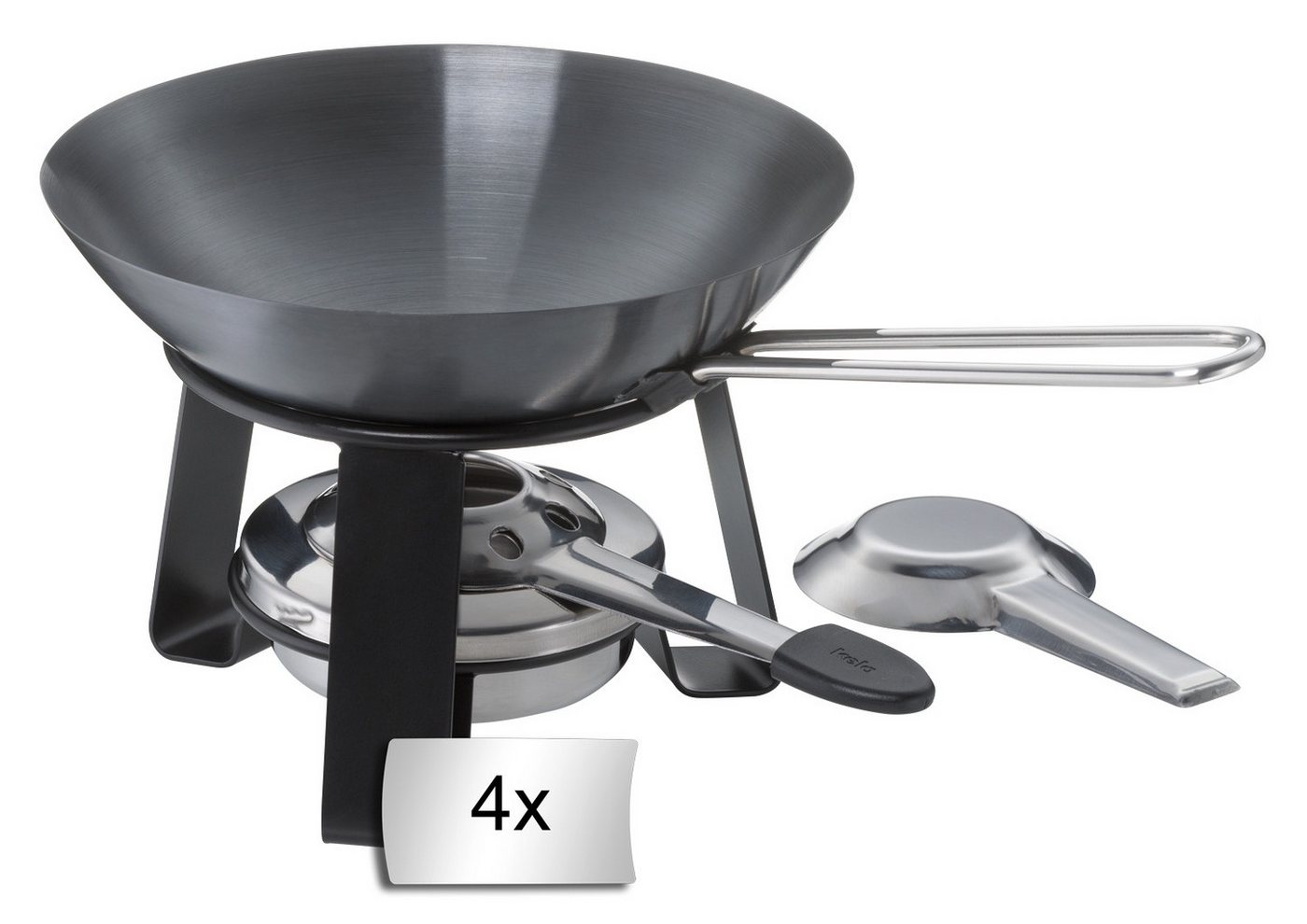 kela Wok Mini-Woks mit Rechaud JOY, Schwarz, Ø 18 cm, Stahl (4-tlg), mit Pastenbrenner von kela