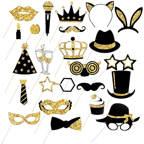 Fotobox Accessoires Hochzeit, Foto Requisiten Hochzeit Fotoautomat Requisiten, Fotoboxzubehör Mode Dekorationen, für Karneval Party Zubehör Halloween Weihnachten Party Deko von kelav