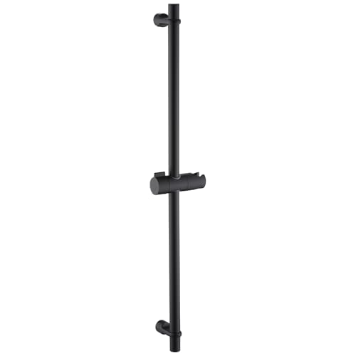 Kelleria Edelstahl Duschstange Schwarz 70cm, Brausestange mit Duschkopfhalterung 360°Drehbar, Verstellbare Handbrause Stange Duschkopfhalter Höhenverstellbar, Variable Wandhalter Bohrlöcher von kelleria
