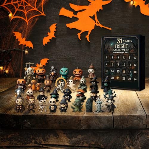 Halloween Adventskalender 2025, Horror Figuren, 7.6 * 27 * 34cm, 31 Tage Grusel Countdown Kalender Figur, Sammelbare Festliche Wohndeko Puppe, Für Familie Kinder Erwachsene Halloween Adventskalender 2025, Horror Figuren, 7.6 * 27 * 34cm, 31 Tage Grusel Countdown Kalender Figur, Sammelbare Festliche Wohndeko Puppe, Für Familie Kinder Erwachsene von keloppasit