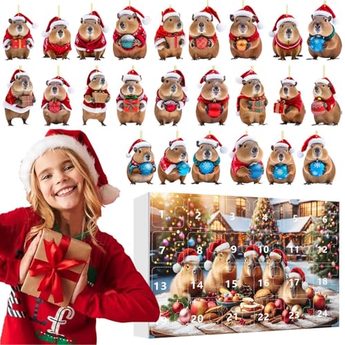 keloppasit 24 Tage Capybara Adventskalender Weihnachtskalender, 24 Türchen Countdown Bis Weihnachten, Capybara 2D Acryl Dekoanhänger Für Baum Wand Tür Fenster Deko Kinder Erwachsene keloppasit 24 Tage Capybara Adventskalender Weihnachtskalender, 24 Türchen Countdown Bis Weihnachten, Capybara 2D Acryl Dekoanhänger Für Baum Wand Tür Fenster Deko Kinder Erwachsene von keloppasit