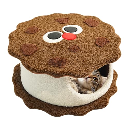 keloppasit Cat Cave,Cookie Design Hundehöhle Bett - Gemütliches Abnehmbares Haustiernest, Waschbares Warmes Versteck Für Welpen Schlafen Verstecken Zimmer Zuhause von keloppasit
