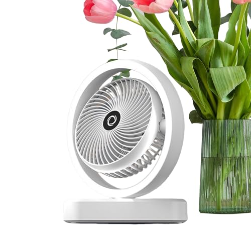 keloppasit Persönlicher Schreibtischventilator - Schreibtischventilator mit Nachtlicht - Leises, wiederaufladbares Kühlgerät mit 3 Geschwindigkeitsstufen und Oszillationsfunktion für von keloppasit