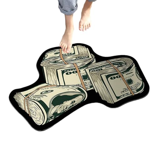 keloppasit Teppich für Schlafzimmer - 100-Dollar-Schein-Geldteppich | Geld-Fußmatten-Bereichsteppich, rutschfeste Küchenteppiche, Kristall-Samt-Geld-Teppich, 19,7 x 31,5 Zoll von keloppasit
