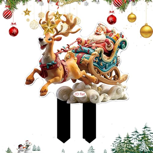 keloppasit Weihnachtsdekoration für den Außenbereich, flache 2D-Acryl-Partyzubehör für Hinterhof, , Pflanzgefäß, Weg, Terrasse, Rasen, Blumentopf von keloppasit