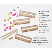 Personalisiertes Lineal Aus Holz | Personalisierte Lesehilfe 15 cm Schulkind 2025 Einschulung Schultüte von kelziholz
