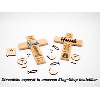 Taufkreuz Aus Holz | Eiche Personalisierbar Taufgeschenk Mit Namen Kruzifix Kreuz von kelziholz