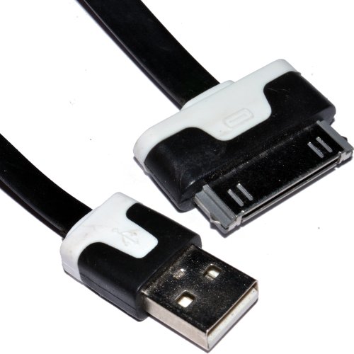 30 Polig iPhone iPod iPad Daten & Ladekabel USB Flach Kabel Schwarz 2 m [2 Meter/2m] von kenable