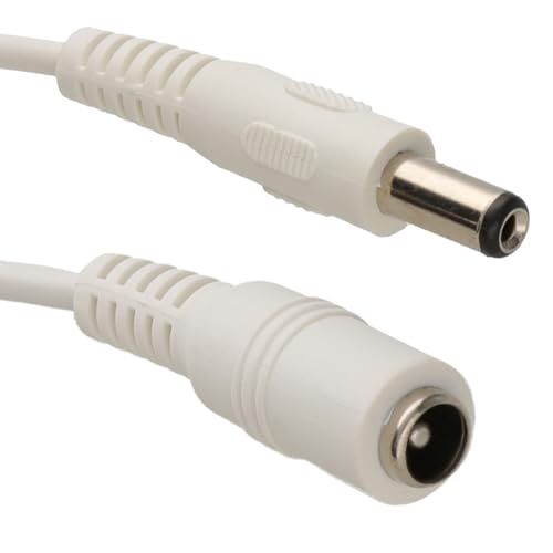 5,5 x 2,1 mm DC Strom Stecker Zum Buchse Videoüberwachung CCTV Verlängerung Kabel 1,5 m Weiß [1.5 Meter/1,5m] von kenable