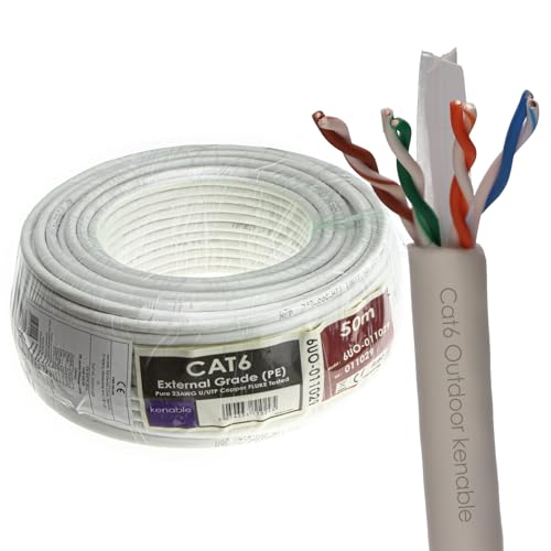 Kenable Externe CAT6 Outdoor Einsatz Kupfer Ethernet Netzwerk Poe IP Kabel 50 m [50 meter/50m] fur POE/CCTV/Netzwerkung von kenable