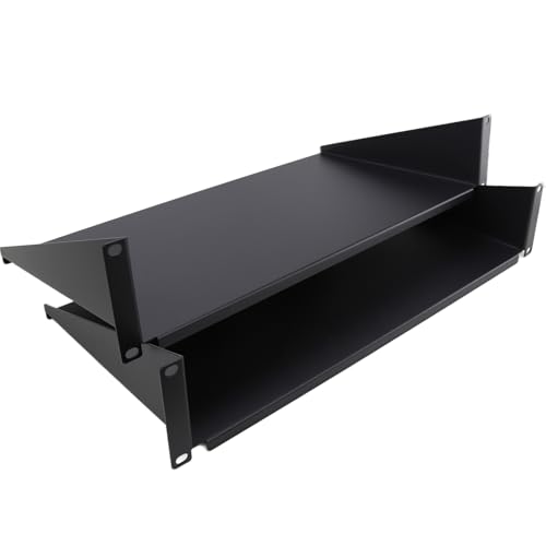 [Twin Stück] Fixed Cantilever Shelf 2U 250 mm Deep Schwarz 19 inch Daten Schrank Rack [2U 250mm Twin Pack] von kenable