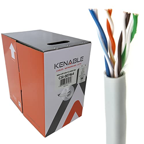 kenable Ethernetkabel im Innenbereich Kabelrolle Netzwerk LAN UTP Cat5E-CCA Solid 305 m Grey [305 Meter/305m] von kenable