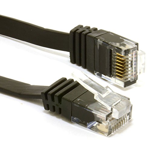 kenable Flach CAT6 Ethernet LAN Patchkabel Kabel Verluste Profil Gigabit RJ45 1 m Schwarz [1 Meter/1m] von kenable