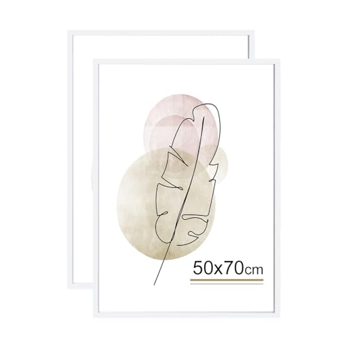 kennethan Bilderrahmen 50x70 Weiß Holz Fotorahmen 2er Set Holzrrahmen Puzzlerahmen mit Acrylglas zum aufhängen und aufstellen Benutzt für Wohnzimmer, Schlafzimmer, Arbeitszimmer von kennethan