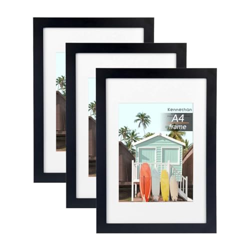 kennethan Bilderrahmen A4 Schwarz 3er Pack MDF-Holzrahmen mit Acrylglas, ideal für Collagen von Porträts und Urkunden, A4-Fotorahmen kennethan Bilderrahmen A4 Schwarz 3er Pack MDF-Holzrahmen mit Acrylglas, ideal für Collagen von Porträts und Urkunden, A4-Fotorahmen von kennethan