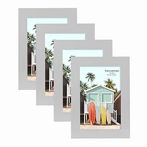 kennethan Bilderrahmen Fotorahmen mit Acrylglas zum aufhängen und aufstellen (Grau, 10x15-4er Pack) von kennethan