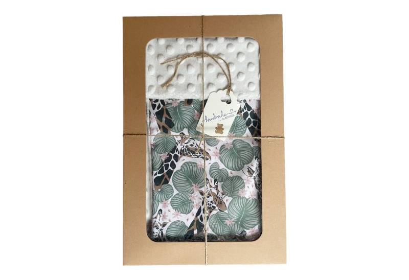 Babydecke Baby Kuscheldecke / unisex / Baumwolle + Minky mintgrün Giraffe, kennydoo, für Jungen & Mädchen, Baumwoll-Seite kühlend - Minky-Seite von kennydoo