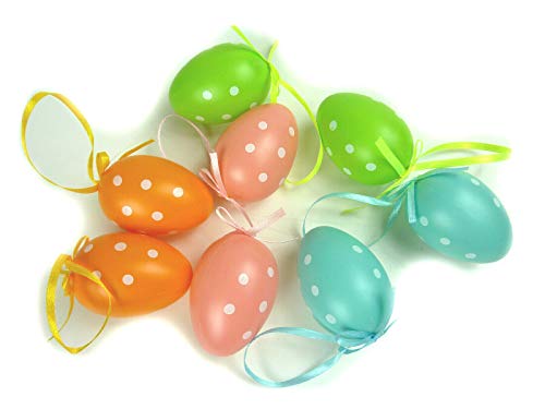 Ostereier-Set I 8 Ostereier Mehrfarbig mit Punkte in weiß I kleine Deko Eier zum hängen I Sortiment mit Behang-Eiern I 15686 Punkte von kennydoo