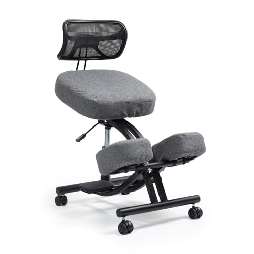 kenoko Hozeru Ergonomischer Kniestuhl Verstellbarer für Zuhause und Büro. Ergonomischer bürostuh Inklusive bezug in der Farbe Dunkelgrau hergestellt aus Standard 100-zertifiziertem Stoff von Oeko-TEX von kenoko