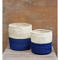 Adia Zweifarbiger Blauer Und Cremefarbener Sisalkorb/Aufbewahrungskorb Pflanzkorb Adia Zweifarbiger Blauer Und Cremefarbener Sisalkorb/Aufbewahrungskorb Pflanzkorb von kenyancraftscompany