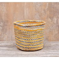 Baki 10 "B X 10" H Senf Und Grauer Gewellter Sisalkorb/Aufbewahrungskorb Pflanzkorb von kenyancraftscompany