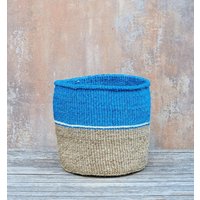 Pasi 10 "B X 10" H Blau Und Jute Sisalkorb/Aufbewahrungskorb Pflanzkorb von kenyancraftscompany