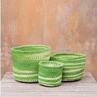 Pia Grün Und Weiße Gewellte Sisalkörbe von kenyancraftscompany