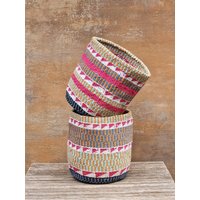 Raha 10"B X 11"H Mehrfarbiger Korb Aus Recycelter Wolle Und Sisal/Pflanzenkorb Aufbewahrung von kenyancraftscompany