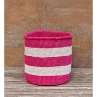 Sabuni 10 "B X 10" H Sisalkorb Mit Rosa Und Cremefarbenen Streifen/Aufbewahrungskorb Pflanzenkorb von kenyancraftscompany