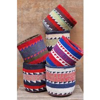 Sadaka 10 "B X 10" H Mehrfarbiger Korb Aus Recycelter Wolle Und Sisal/Aufbewahrungskorb Pflanzkorb von kenyancraftscompany