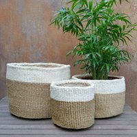 Sahara Zweifarbige Körbe Aus Natürlichem Sisal von kenyancraftscompany