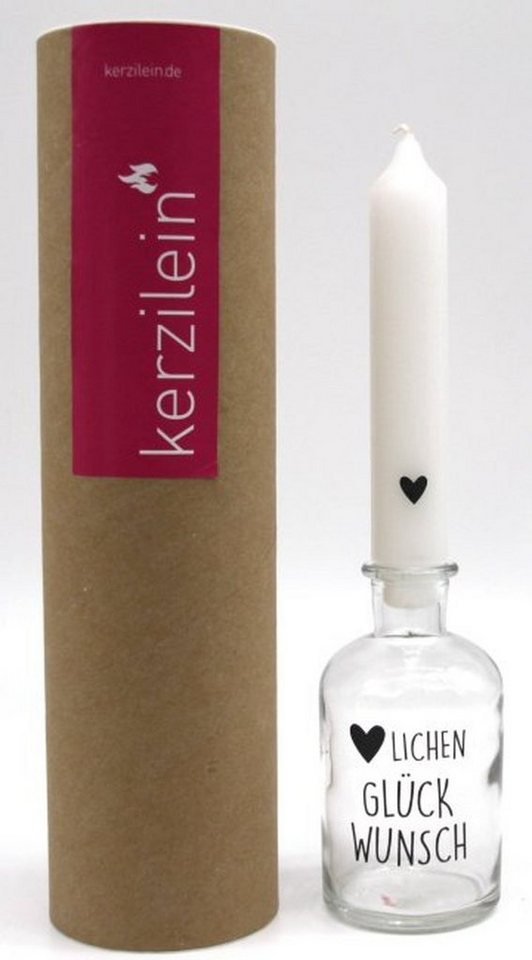 kerzilein Flaschenkerzenhalter Glas mit Stabkerze "HERZLICHEN GLÜCKWUNSCH" kerzilein Flaschenkerzenhalter Glas mit Stabkerze "HERZLICHEN GLÜCKWUNSCH" von kerzilein