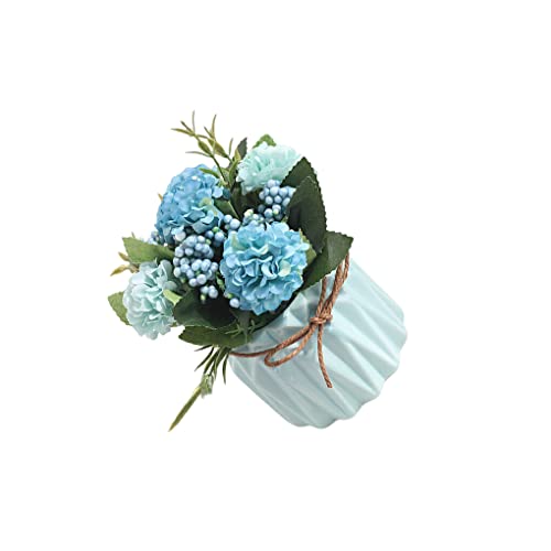 kesurpae Künstliche Blumen, Keramikvase, Faux Hortensien, Blumentopf, Außendekoration, Pflanzgefäß, Hochzeitsfeier, Blau von kesurpae
