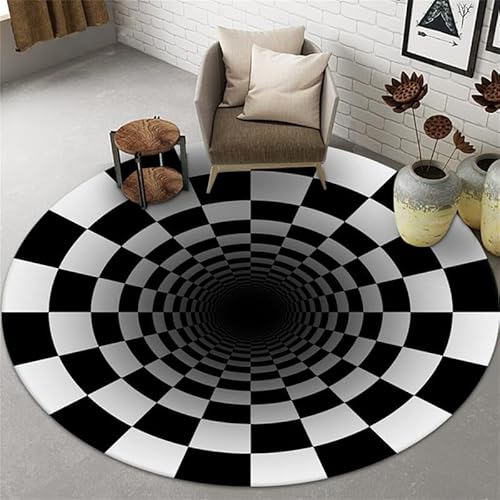 kewing 3D Visual Vertigo Illusion Teppich 3D bodenloses Loch optische Täuschung Bereich Teppich Runde Teppiche rutschfest für Innenbereich Flur Wohnzimmer im Freien von kewing