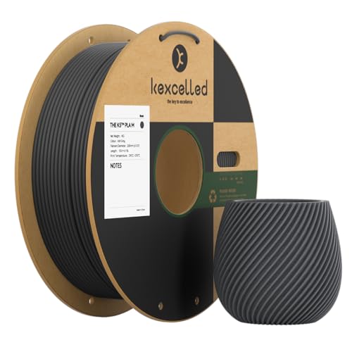 Kexcelled PLA K5M 3D Druck Filament, +/- 0,03 mm, 2,85 mm, 1kg Spule (2,2 lbs), Passend für die Meisten FDM-Drucker, Matt Druckoberfläche, Verbesserte Ordentliche Wicklung ohne Kabelsalat, Rauchgrau von kexcelled