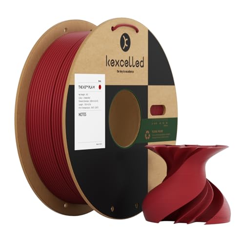 kexcelled 2,85 mm Matte PLA Filament +/- 0,03 mm, 3D Drucker Filament, Matt Effekt, Glanzfreie Farbe, 1 kg Spule (2,2 lbs), Passend für die Meisten FDM-Drucker, Ordentliche Wicklung, Kirschrot von kexcelled